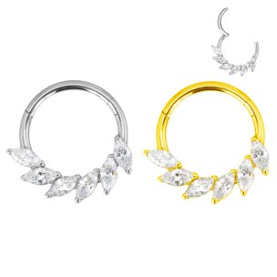 Septum Ohr Piercing Clicker Ring mit ovalen Kristallen in...