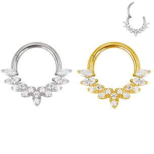 Septum Ohr Piercing Clicker Ring mit vielen Kristallen...