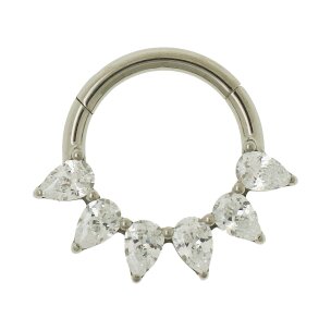Septum Ohr Piercing Clicker Ring mit ovalen Kristallen in...