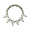 Septum Ohr Piercing Clicker Ring mit ovalen Kristallen in Silber