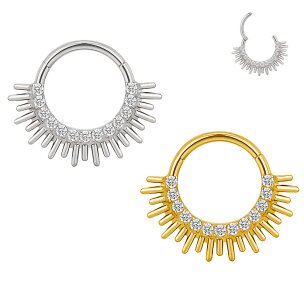 Septum Ohr Piercing Clicker Ring mit Strahlen Rand und...