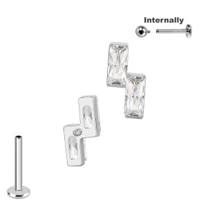Titan Labret Innengewinde mit 2 eckigen Kristallen...