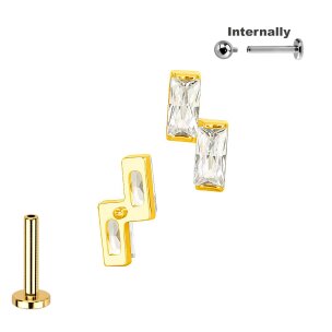 Titan Labret Innengewinde mit 2 eckigen Kristallen...