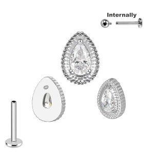 Titan Labret Innengewinde mit Tropfen und Kristall...