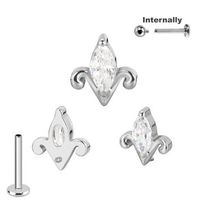 Titan Labret Innengewinde mit Lilie Blüte mit ovalem...