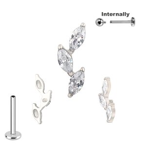 Titan Labret Innengewinde mit 3 Ovalen Kristallen...