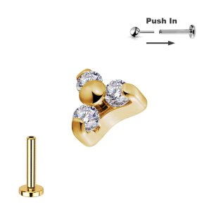 Titan Push Pin Stecksystem mit 3 Kristalle Blüte in...