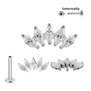 Titan Labret Innengewinde mit 5 ovalen Kristall Bogen...