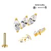 Titan Labret Innengewinde mit 3 Ovalen Kristallen aneinander Aufsatz in Gold