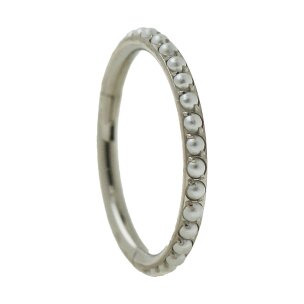 1,2mm Schmaler Clicker Ring viele kleine Perlen im Rand...
