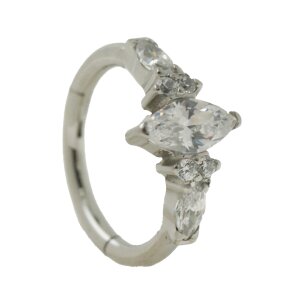 Ohr Piercing Clicker Ring mit 5 ovalen Kristallen im Rand...