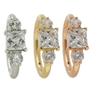 Ohr Piercing Clicker Ring mit 4 eckigem Kristall im Rand...