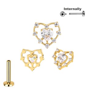 Titan Labret Innengewinde mit Herz Aufsatz mit vielen...