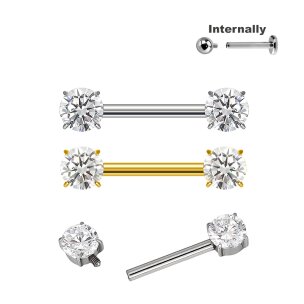 1,6mm Titan Brustwarzenpiercing Stab Titan mit 2...