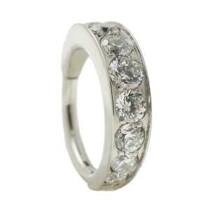 1,2mm Breiter Rand mit Kristallen Segment Clicker Ring
