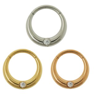 Breiter Ohr Piercing/ Segment /Clicker Ring mit Kristall...