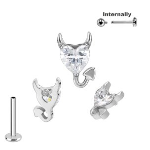 Titan Labret Innengewinde mit Teufel Herz Aufsatz mit...