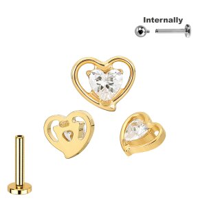 Titan Labret Innengewinde mit Herz Aufsatz mit Herz...