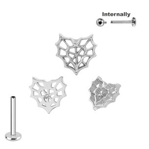 Titan Labret Innengewinde mit Herz Spinnenweben Aufsatz...
