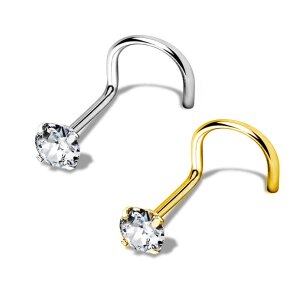 Titan Nasenpiercing Spirale mit gefasstem Glitzerstein...