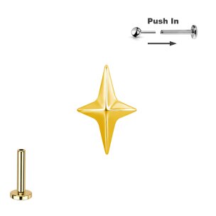 Titan Micro Push Pin Stecksystem mit 4 Zacken Stern in Gold