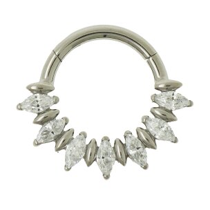 1,2mm Ovalen Kristalle Titan Clicker Piercing Ring
