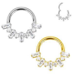 Septum Ohr Piercing Clicker Ring mit eckigen und runden...