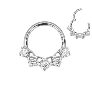 1,2mm Titan große runde Kristalle Segment Clicker Ring