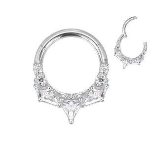 1,2mm Titan Geo Kristalle Segment Clicker Ring Silber Gold