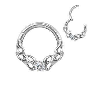 1,2mm Titan runder Kristall Ornamente Segment Clicker Ring
