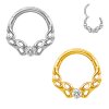 Septum Ohr Daith Piercing Clicker Ring mit rundem Kristall Ornament in Silber und Gold