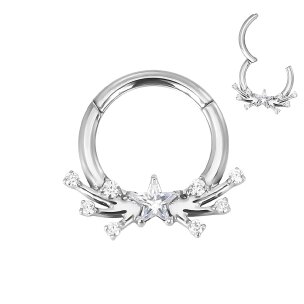 1,2mm Titan Stern + Kristalle Segment Clicker Ring