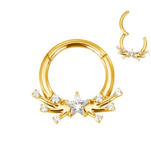 1,2mm Titan Stern + Kristalle Segment Clicker Ring
