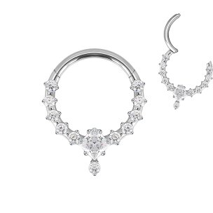 1,2mm Titan Clicker Ring Eckiger und Runde Kristalle