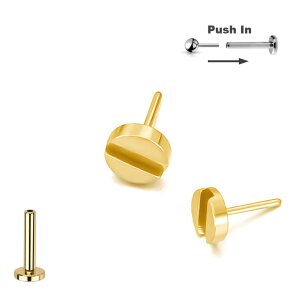 Ohr Piercing Titan Stecker Push Pin Stecksystem mit...