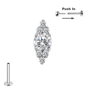 Titan Helix Piercing Steckesystem Push Pin mit ovalem...