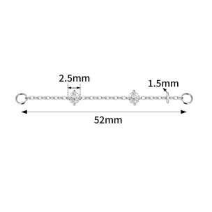 Titan Kette mit 2 Kristallen für Ohr Piercing Stecker