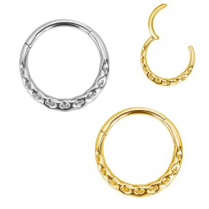 Septum Ohr Daith Piercing Clicker Ring mit Einkerbungen...