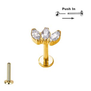Titan Helix Piercing Stecksystem Push Pin mit 3 ovalen...
