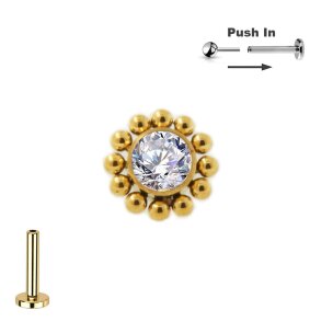 Titan Push Pin Stecksystem mit Kristall mit Mini Kugeln...