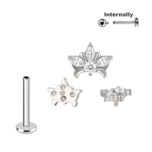 Titan Labret Innengewinde mit Halbblüte Aufsatz in...