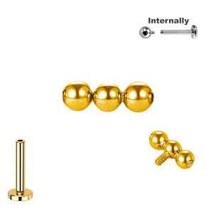Titan Gold Labret Innengewinde mit 3er Kugel  Aufsatz Ohr...