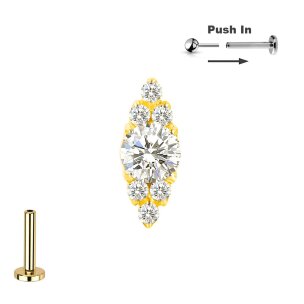 Titan Helix Piercing Steckesystem Push Pin mit ovalem...