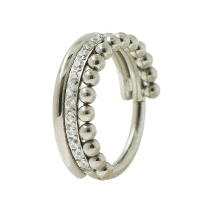 1,2mm Titan breiter Clicker Ring Kristalle Kugeln