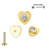 Titan Labret Innengewinde kleines Herz Aufsatz mit Kristall in Gold