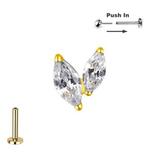 Titan Push Pin Stecksystem mit 2 ovalen Kristallen in...