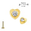 Titan Micro Push Pin stecksystem mit kleines Herz mit Kristall in Gold