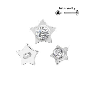 Kleiner Stern mit Kristall Titan Aufsatz Gold Silber...