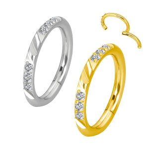 Schlichter Ohr Piercing Clicker Ring mit Kerben und 3er...