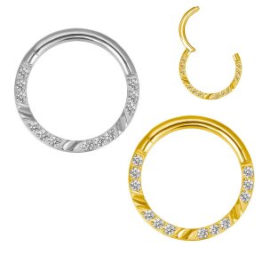 Schlichter Ohr Piercing Clicker Ring mit Kerben und 3er...